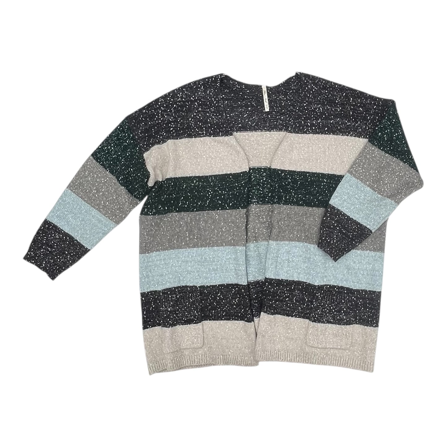 Sweater Cardigan By Clothes Mentor In Striped Pattern, Size:3X