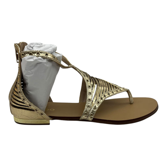Sandals Flats By Aldo In Gold, Size:8.5