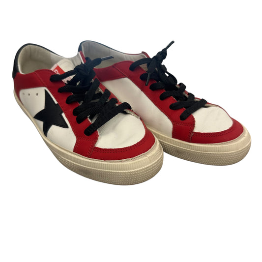 Shoes Luxury Designer By Golden Goose In Black & Red, Size:9.5