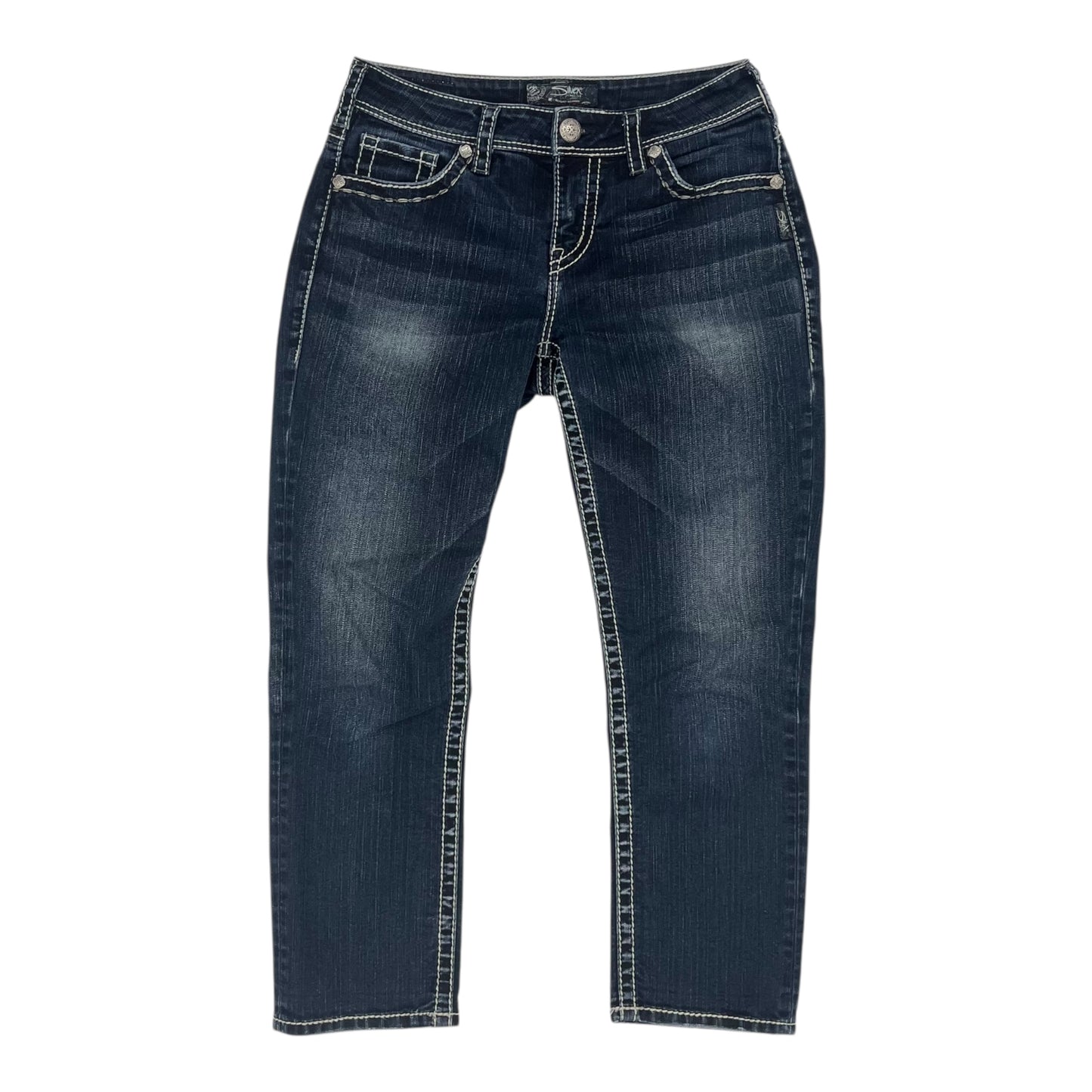 Jeans Straight By Silver In Blue Denim, Size:8