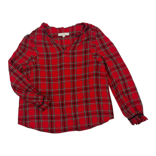 BLOUSE LS by LOFT In RED, Size: L