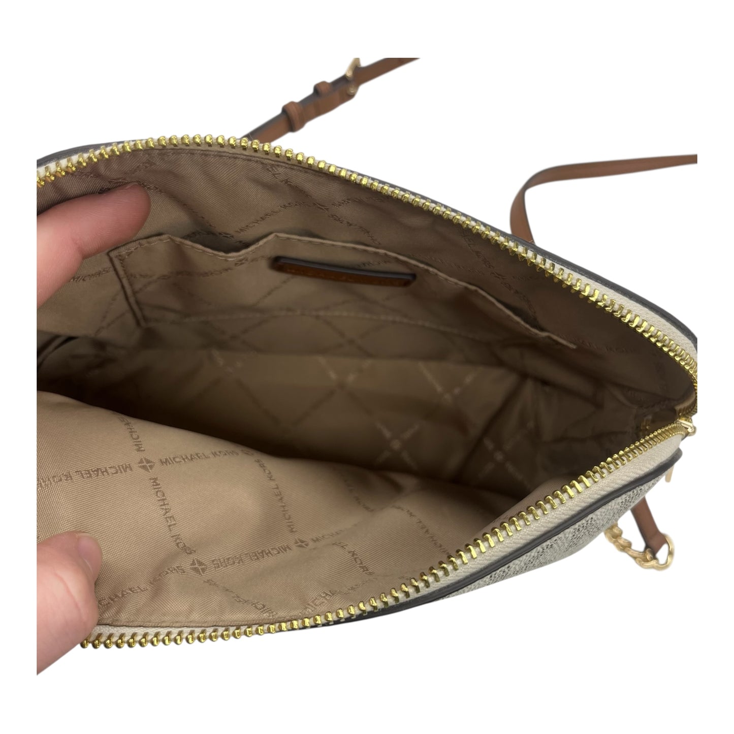 Crossbody Designer By Michael Kors In Cream, Size:Medium