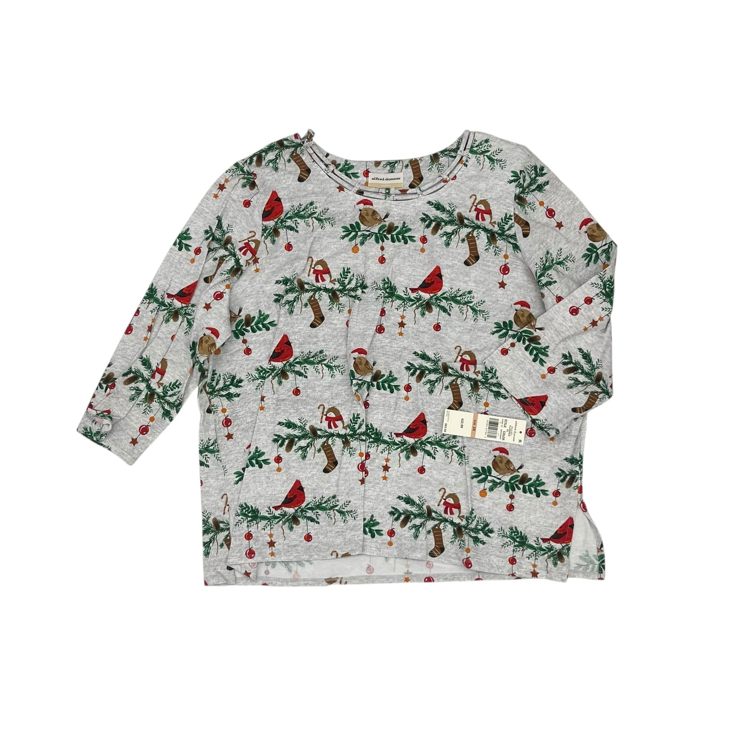 Top 3/4 Sleeve By Alfred Dunner In Grey, Size:2X