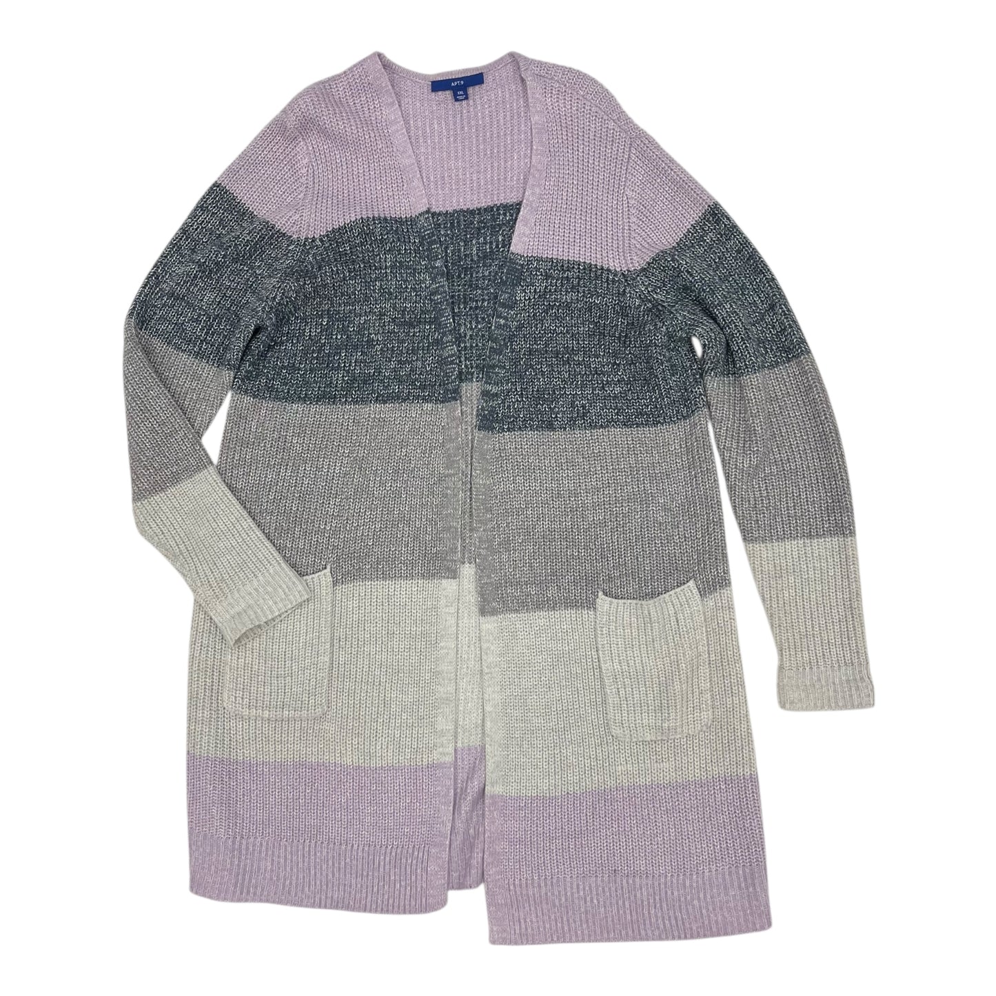 Sweater Cardigan By Apt 9 In Striped Pattern, Size:Xxl