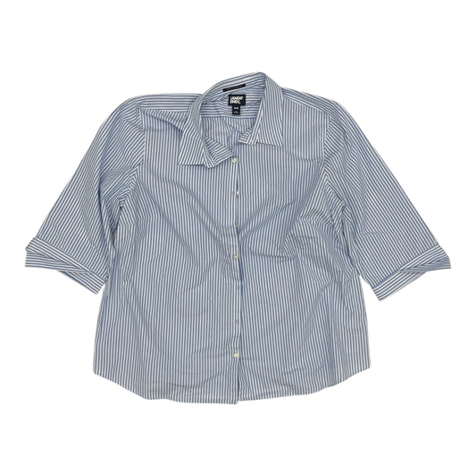 Blouse 3/4 Sleeve By Lands End In Blue & White, Size:3X