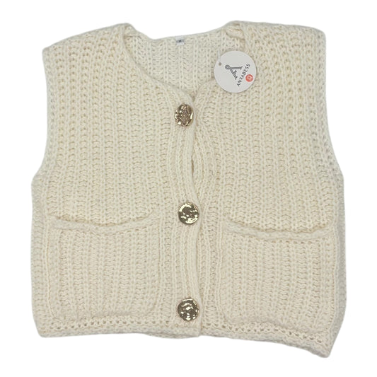 Vest Sweater By Clothes Mentor In Cream, Size:M