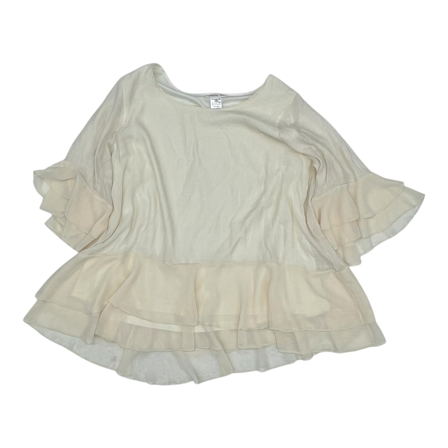 Blouse 3/4 Sleeve By Clothes Mentor In Cream, Size:2X