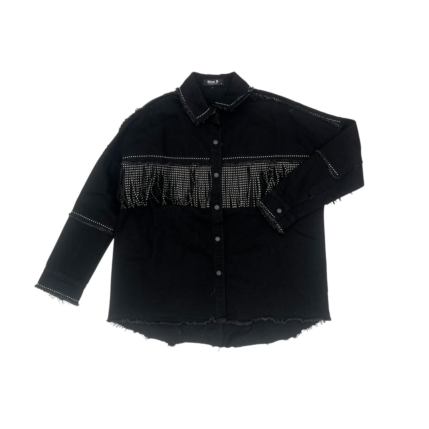 Jacket Denim By Blue B In Black Denim, Size:L