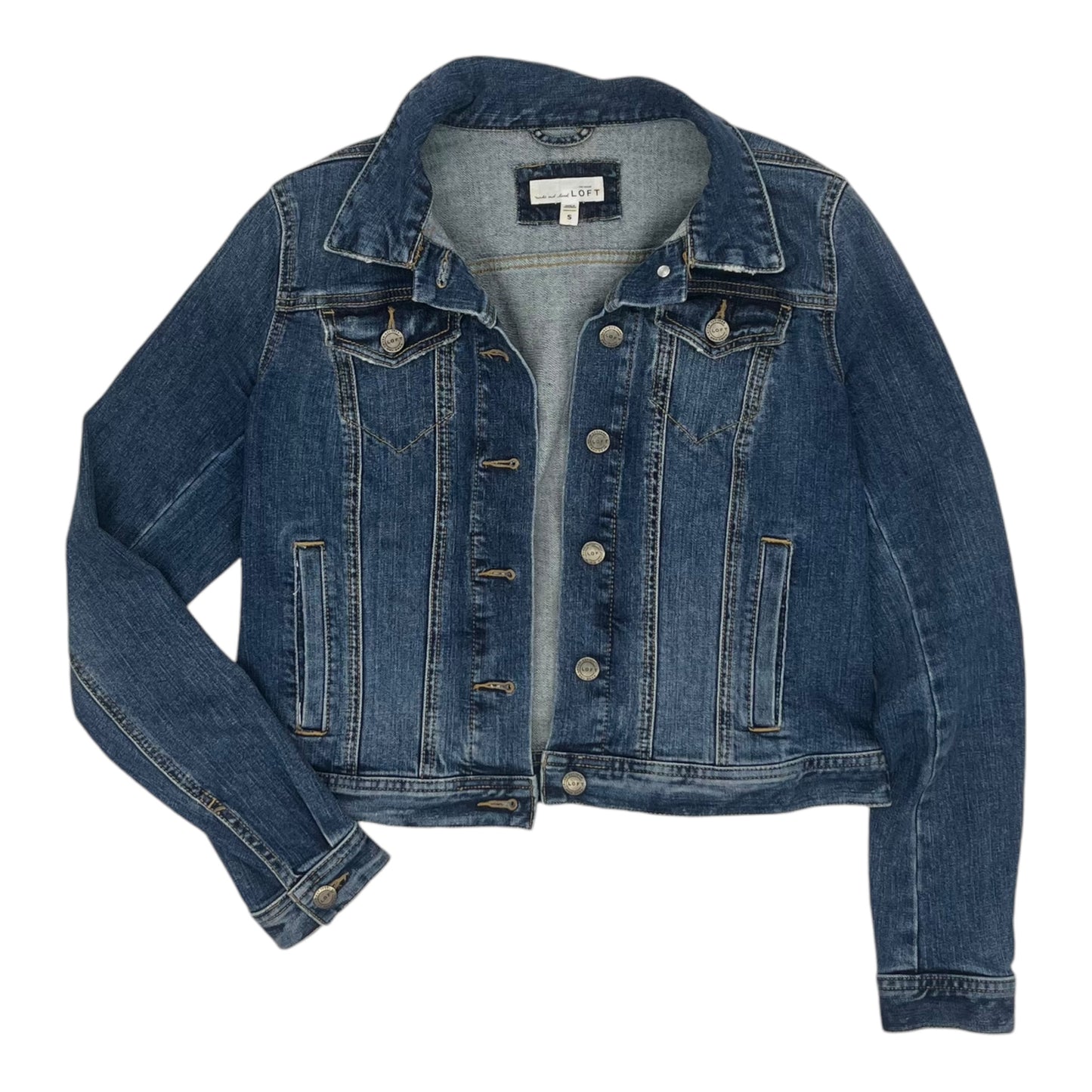 Jacket Denim By Loft In Blue Denim, Size:S