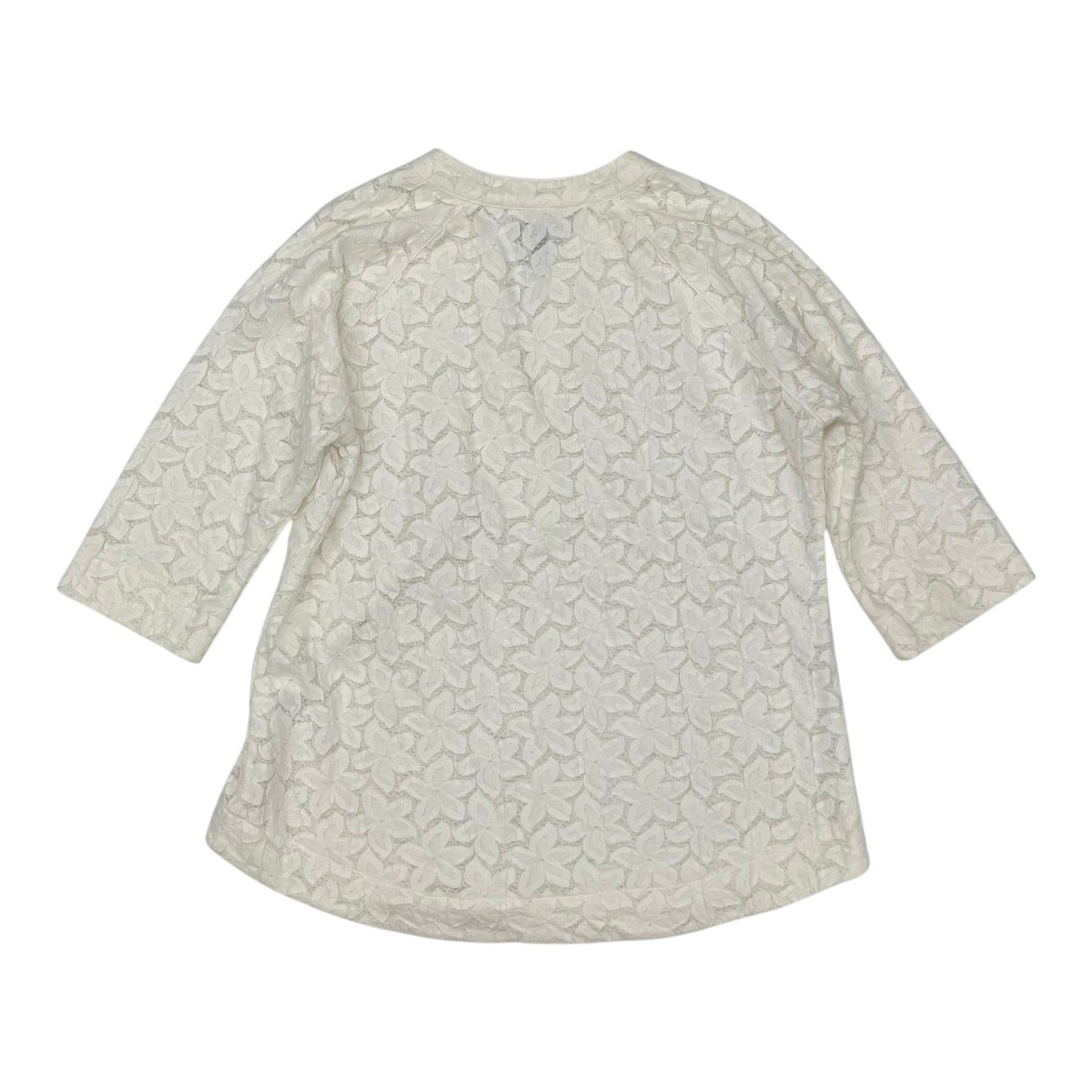 Blouse 3/4 Sleeve By Nic + Zoe In Cream, Size:L