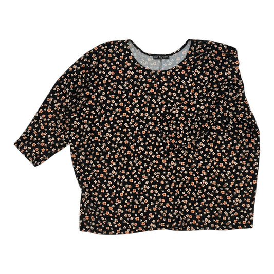 Top 3/4 Sleeve By Kim & Cami In Black & Orange, Size:1X