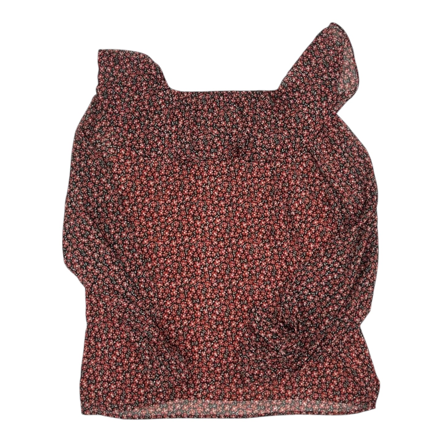 Blouse Ls By Loft In Black & Red, Size:L