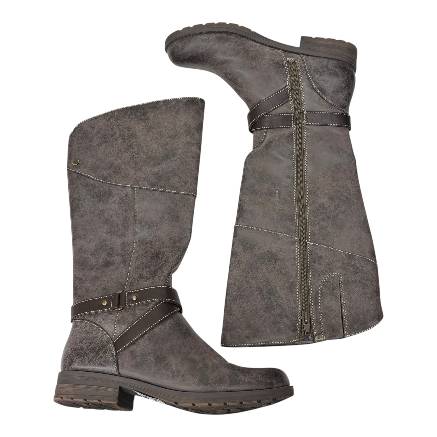 Boots Knee Flats By Natural Soul In Brown, Size:8