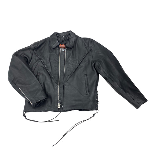 BLACK JACKET LEATHER by CLOTHES MENTOR Size:S