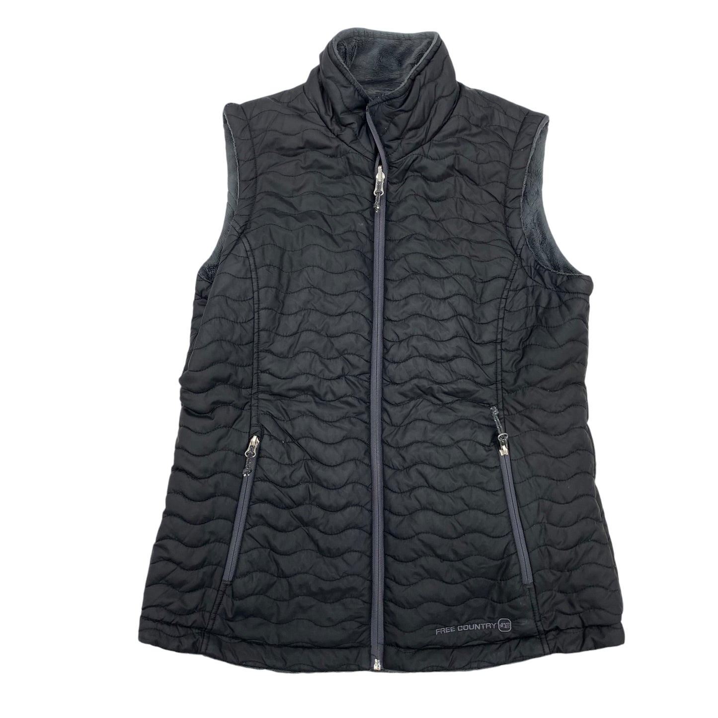 Vest Puffer & Quilted By Free Country In Black & Grey, Size:M