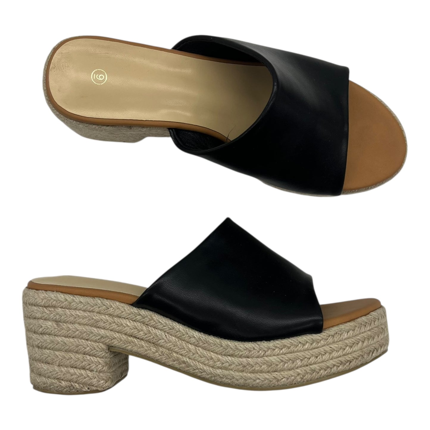 Sandals Heels Block By Cme In Black, Size:9