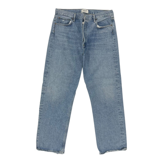 Jeans Straight By Agolde In Blue Denim, Size:14