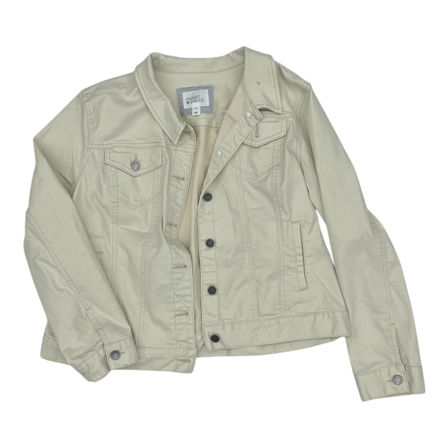 Jacket Denim By Market & Spruce In Cream Denim, Size:Xxl