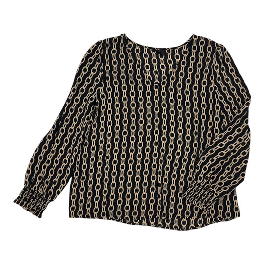 Blouse Ls By Worthington In Black & Tan, Size:L