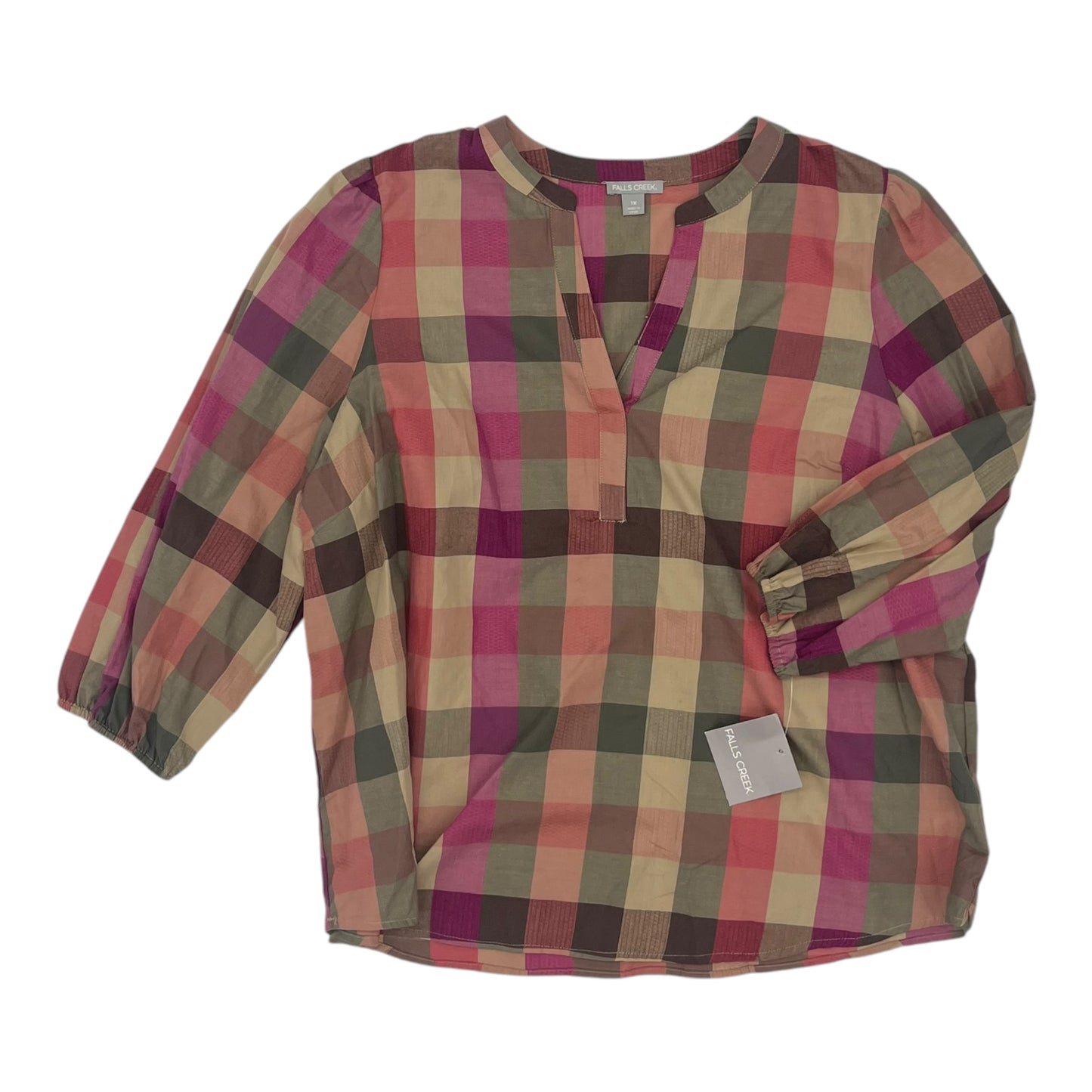 Top Ls By Falls Creek In Green & Purple, Size:1X
