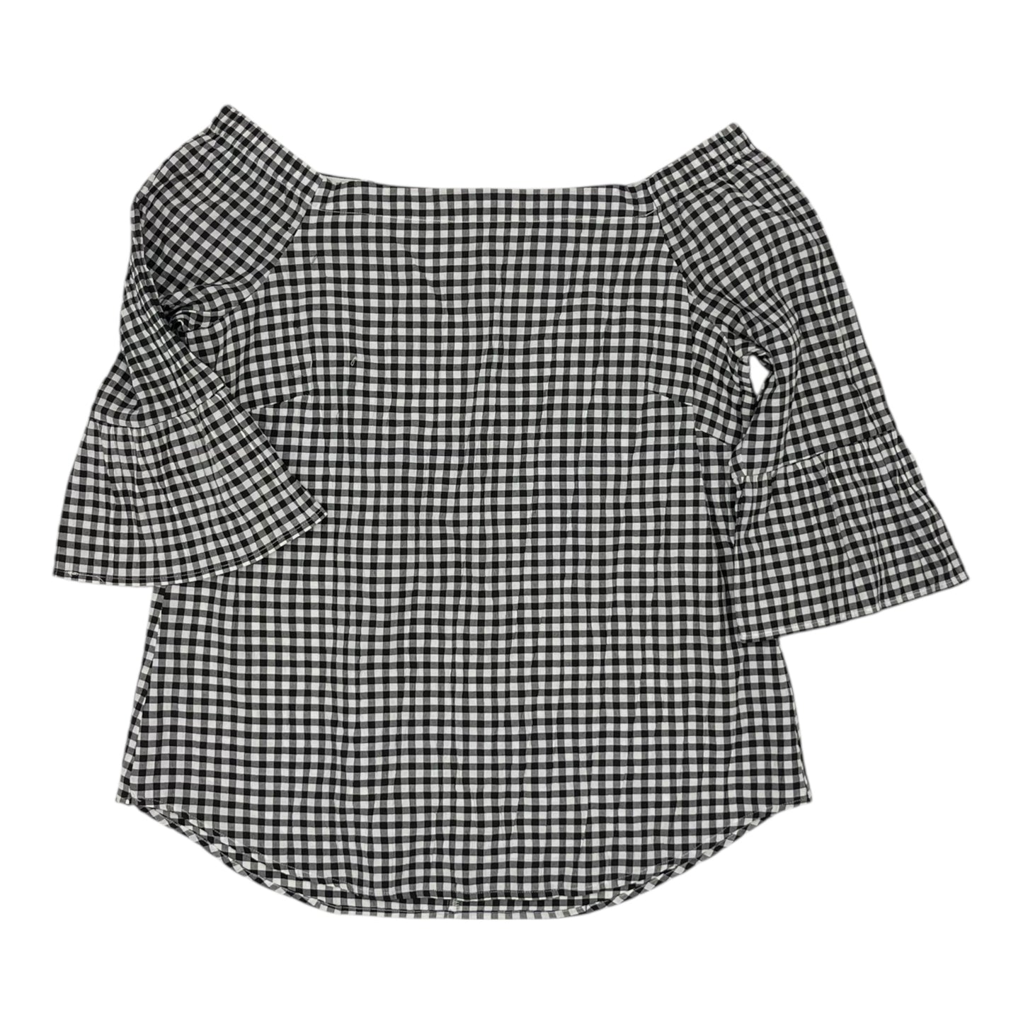 Top 3/4 Sleeve By White House Black Market In Black & White, Size:M