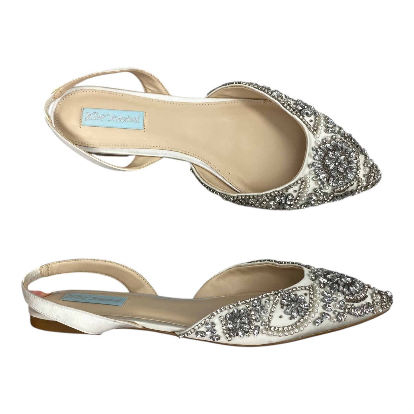 Shoes Flats By Betsey Johnson In White, Size:10