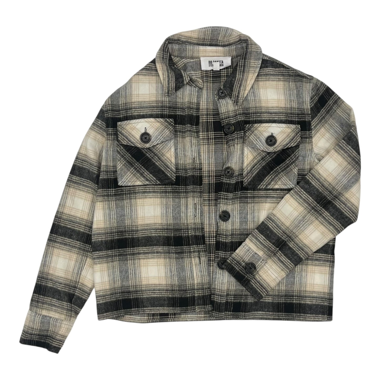 Jacket Shirt By Bb Dakota In Grey & Tan, Size:M
