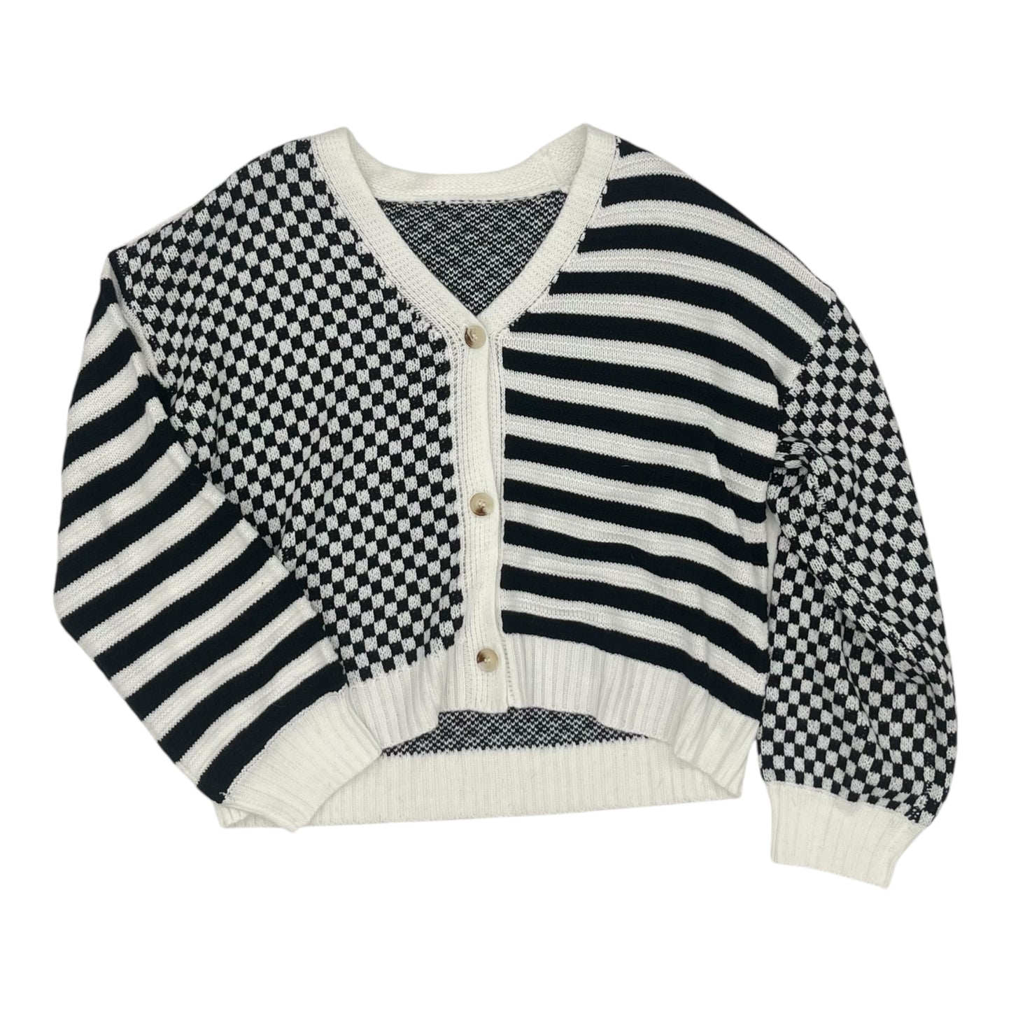 Sweater Cardigan By Cme In Black & Cream, Size:L