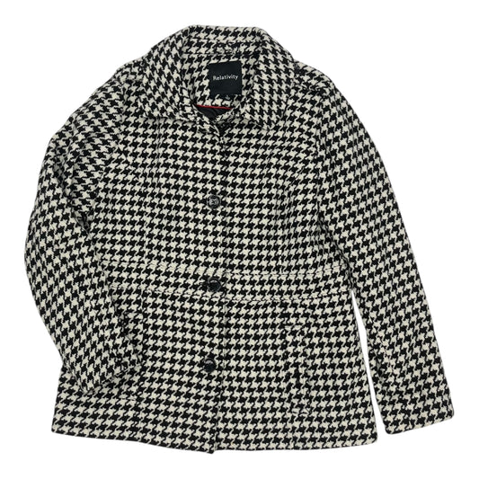 Coat Peacoat By Relativity In Black & Cream, Size:L