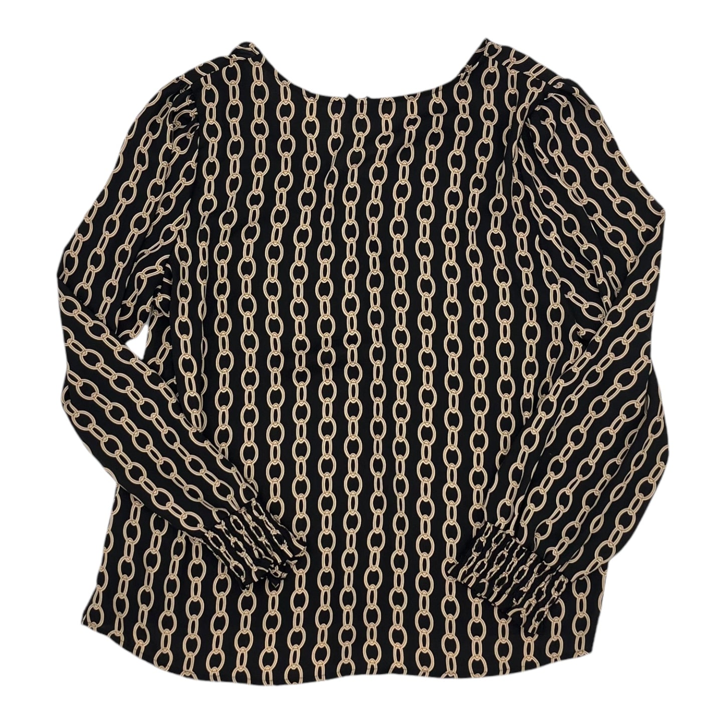 Blouse Ls By Worthington In Black & Tan, Size:L