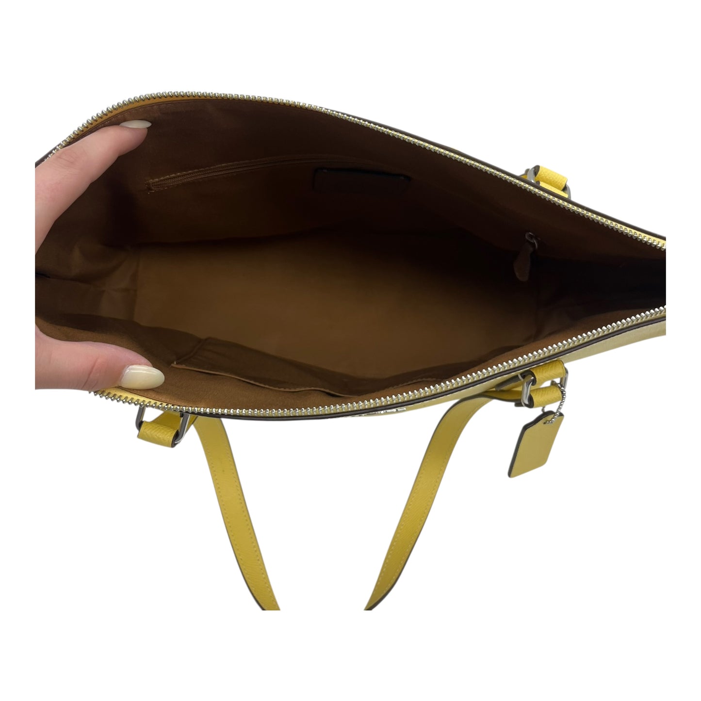 Handbag Designer By Coach In Yellow, Size:Large