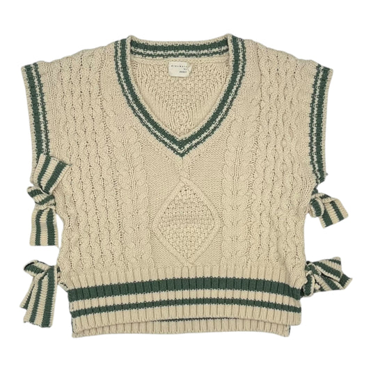 Vest Sweater By Dreamers In Cream & Green, Size:M