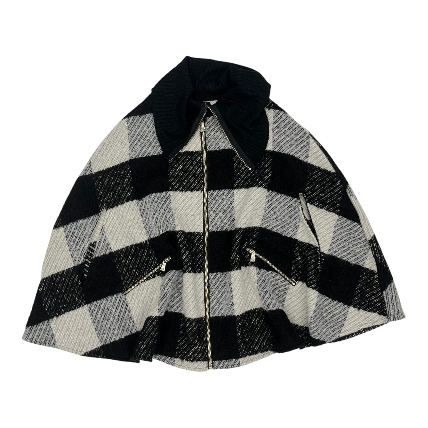 Poncho By Clothes Mentor In Black & Grey, Size:L
