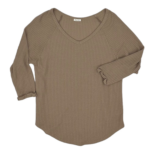 TAN TOP 3/4 SLEEVE by CLOTHES MENTOR Size:S