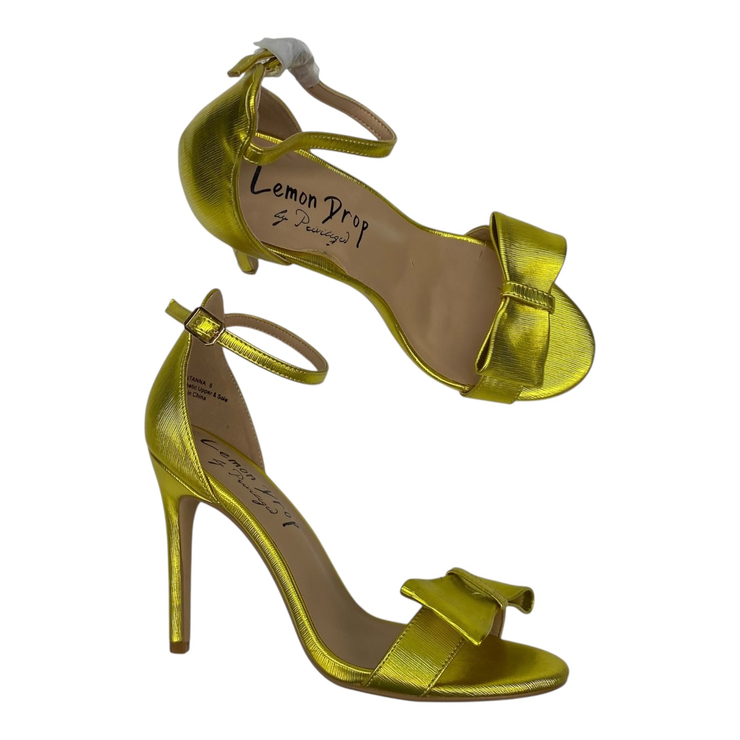 Sandals Heels Stiletto By Clothes Mentor In Yellow, Size:8