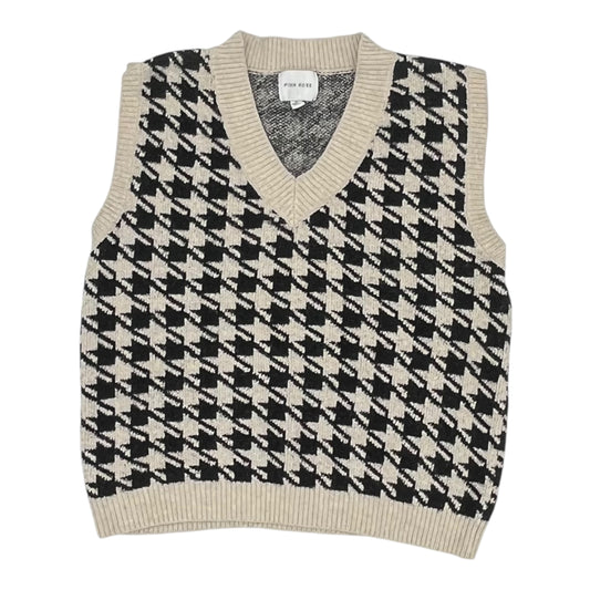 Vest Sweater By Pink Rose In Black & Tan, Size:S