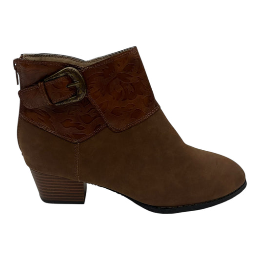 Boots Ankle Heels By Clothes Mentor In Brown, Size:9