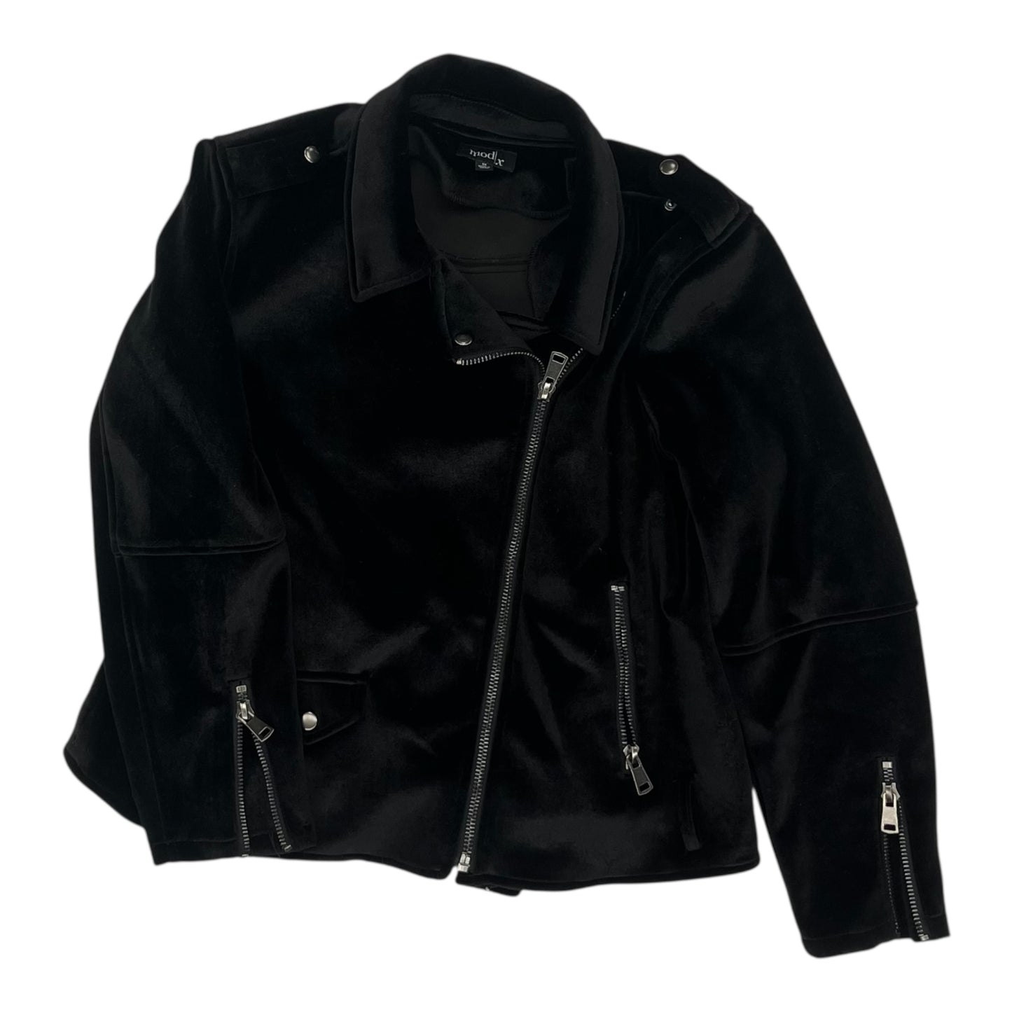 Jacket Moto By Clothes Mentor In Black, Size:1X