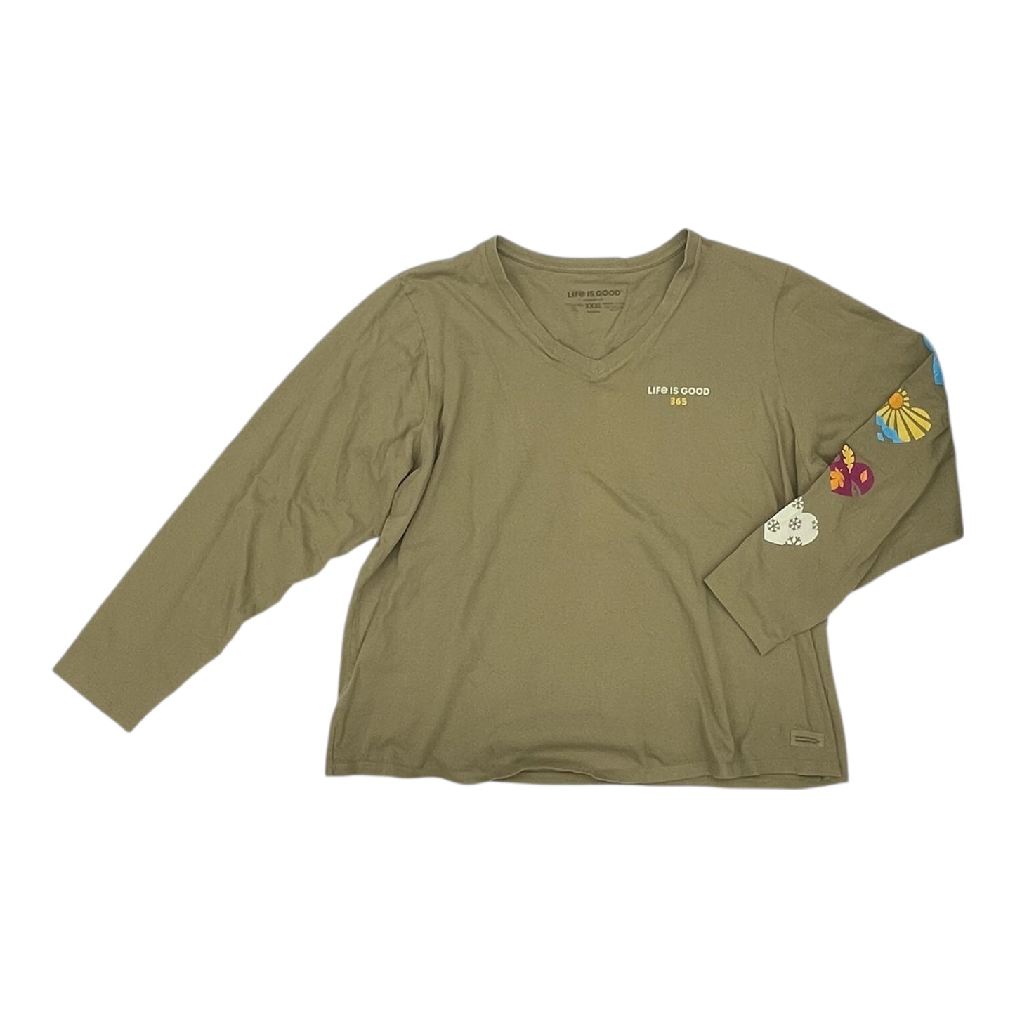 Top Ls By Life Is Good In Green, Size:Xxl