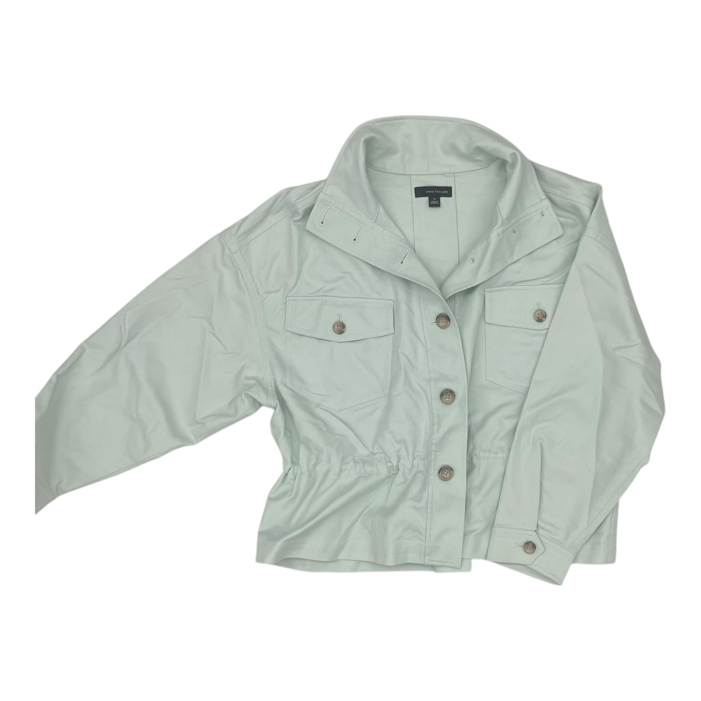 Jacket Shirt By Ann Taylor In Green, Size:Xl