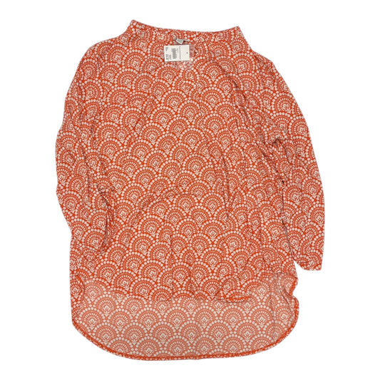 Blouse 3/4 Sleeve By Cato In Orange & White, Size:3X