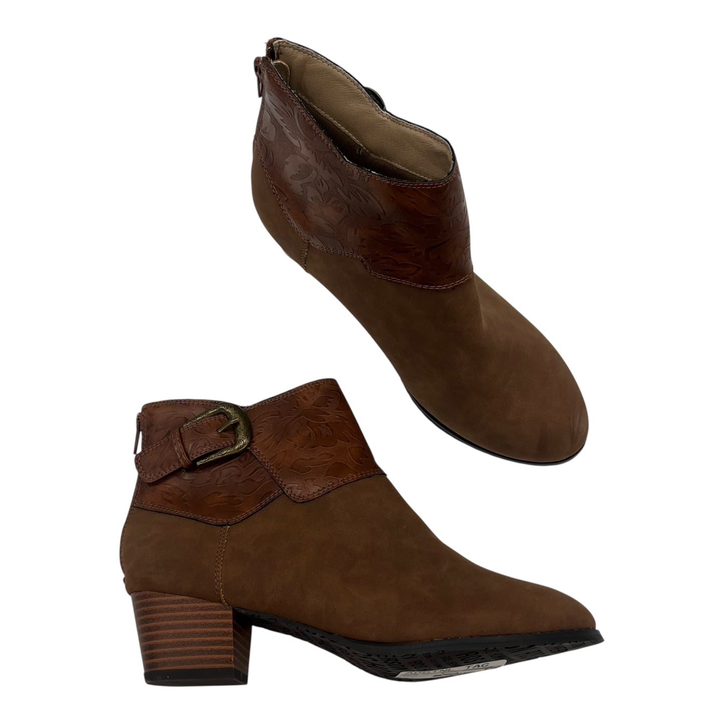 Boots Ankle Heels By Clothes Mentor In Brown, Size:9