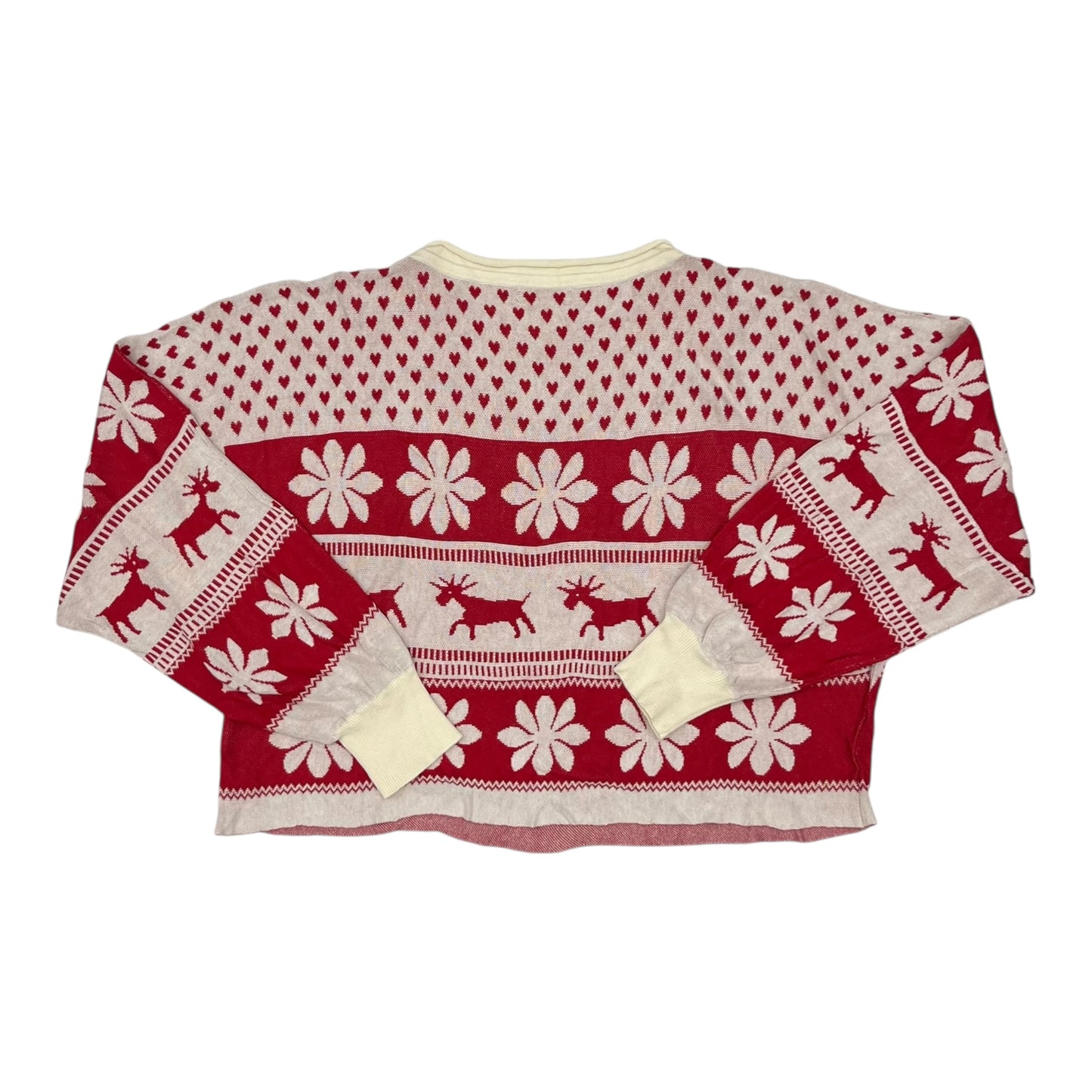 Sweater By Clothes Mentor In Cream & Red, Size:Xxl