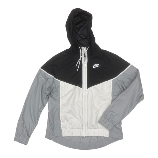Athletic Jacket By Nike In Black & Grey, Size:M