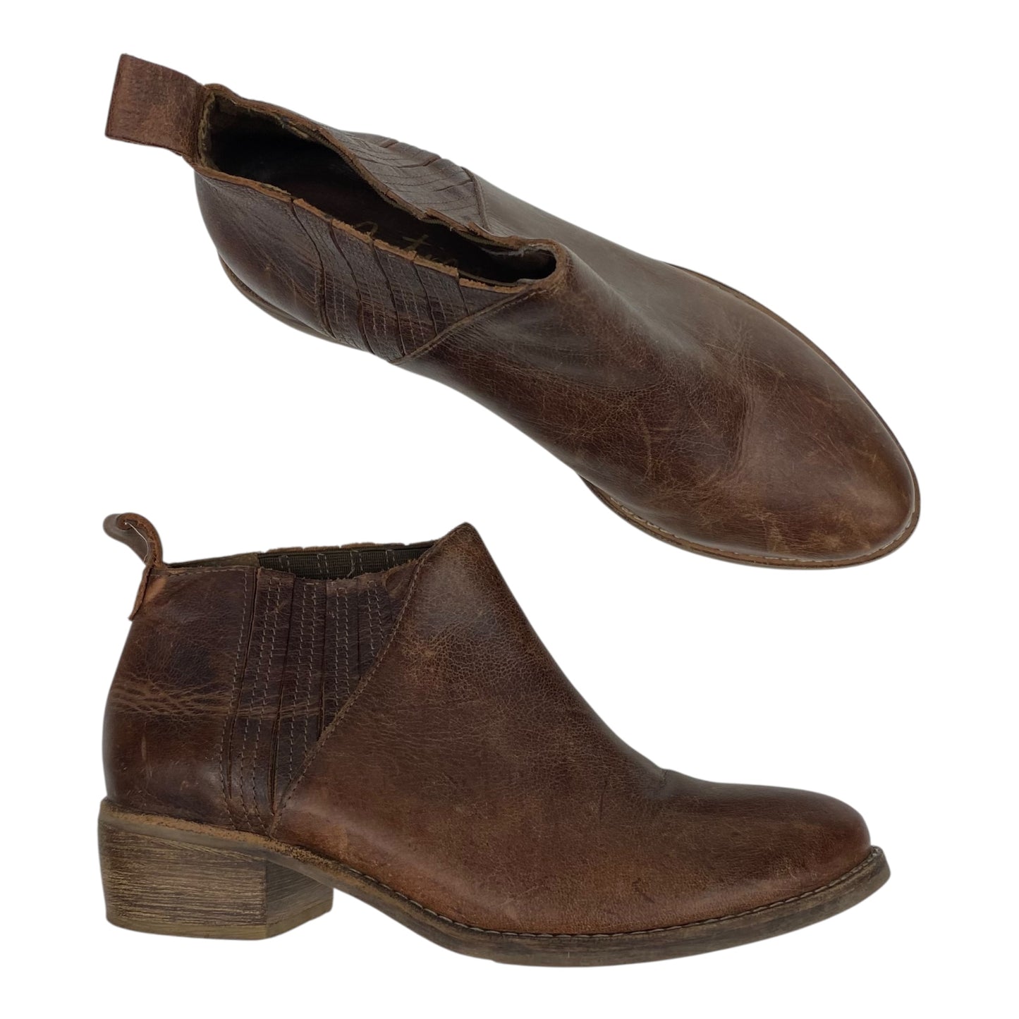 Boots Leather By Clothes Mentor In Brown, Size:7
