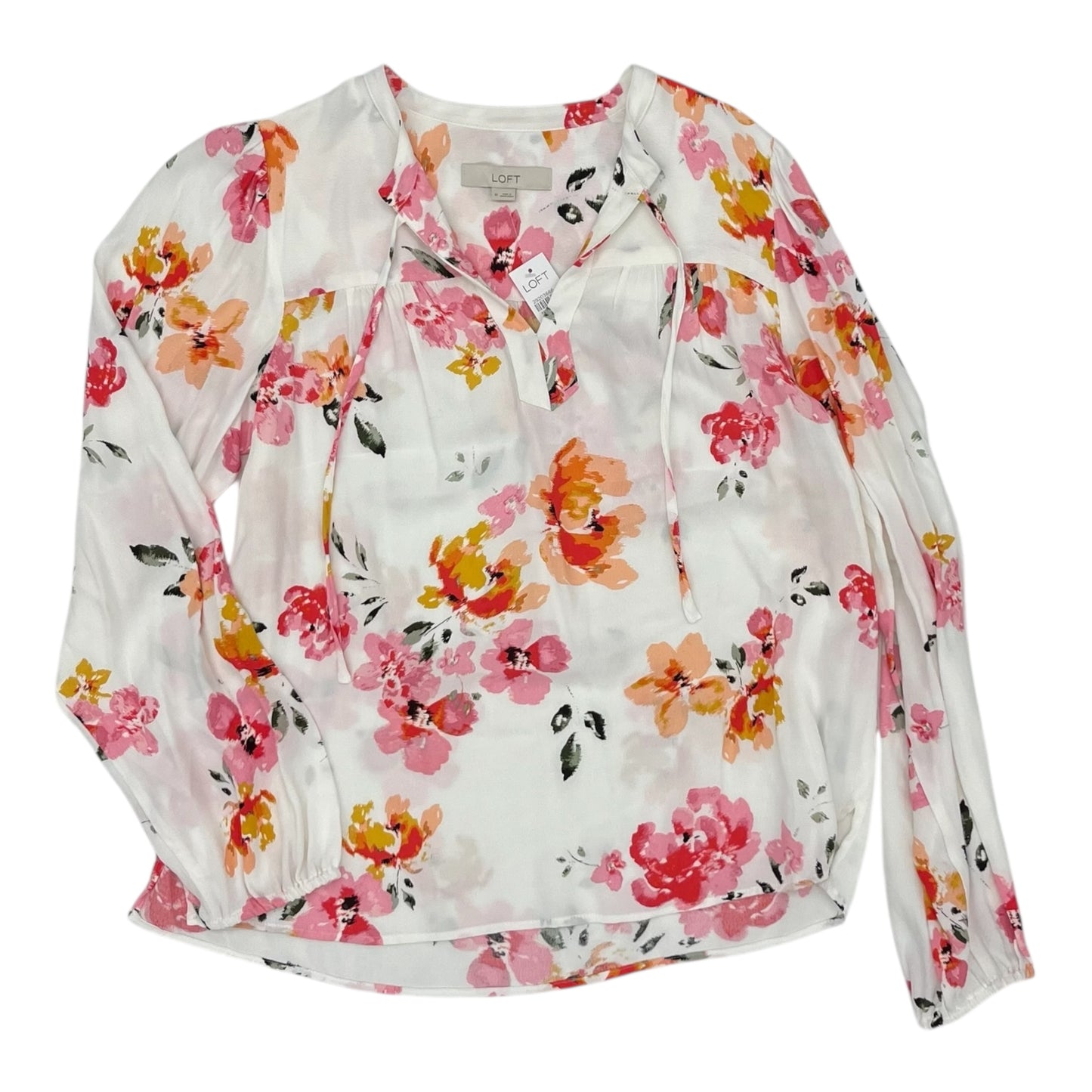 Blouse Ls By Loft In Floral Print, Size:M