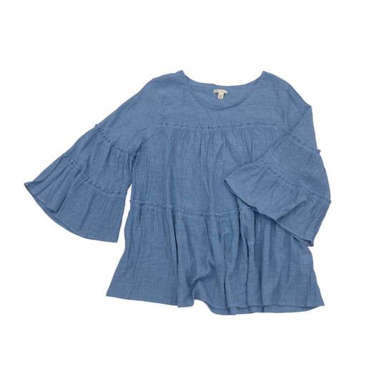 Top 3/4 Sleeve By Cato In Blue, Size:1X