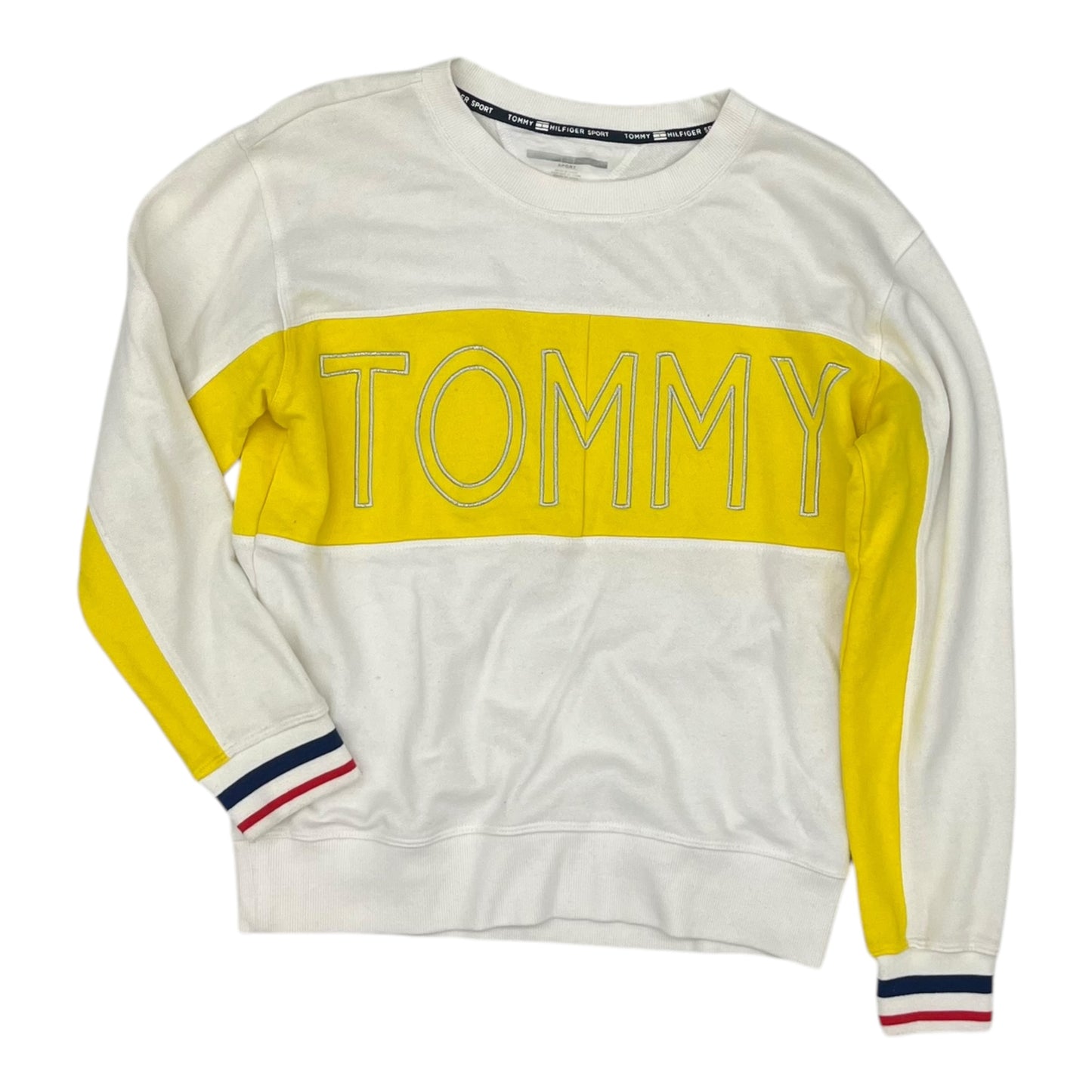 Sweatshirt Crewneck By Tommy Hilfiger In White & Yellow, Size:S