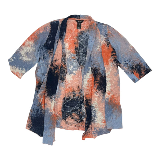 Cardigan By Ali Miles In Blue & Orange, Size:Lp