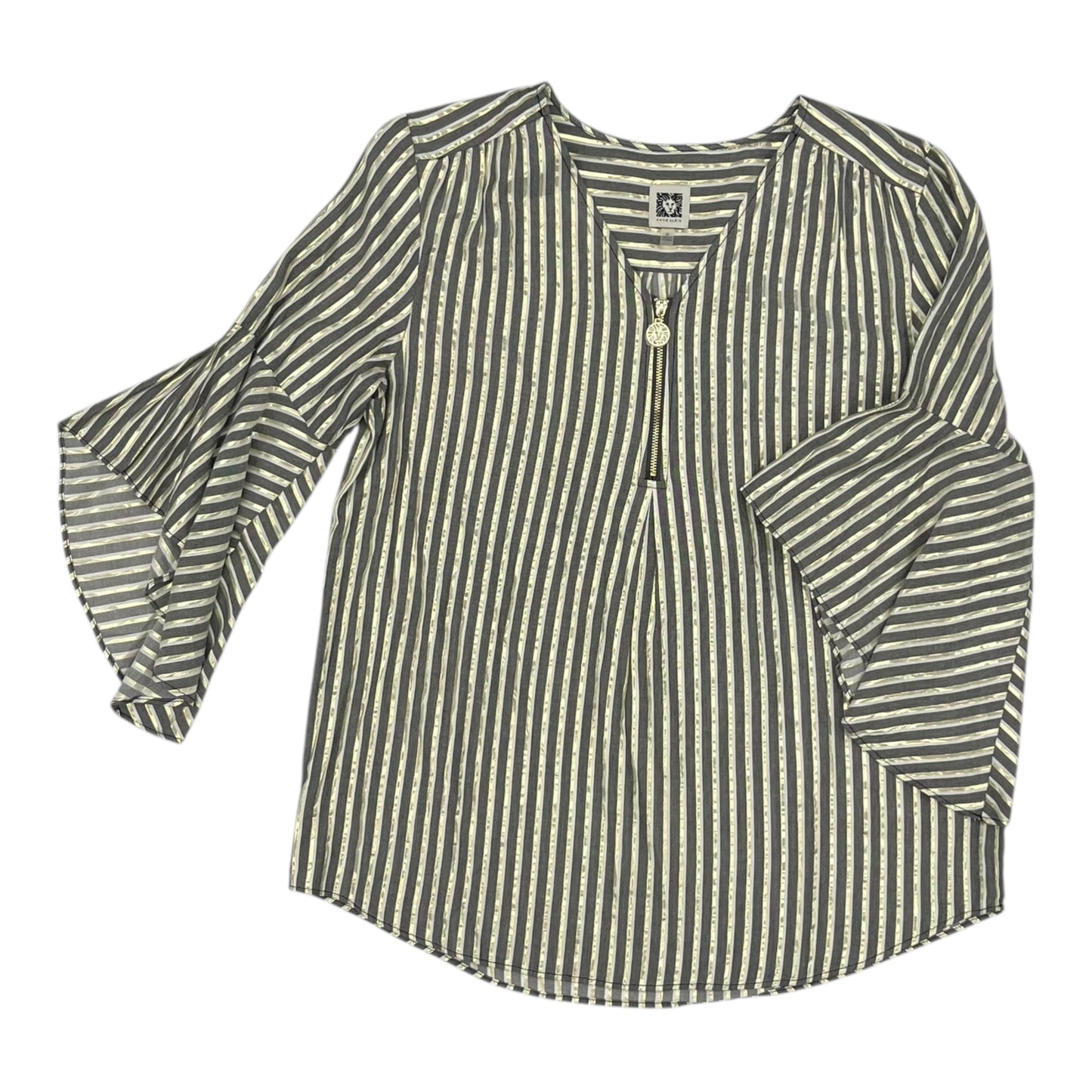 Top 3/4 Sleeve By Anne Klein In Grey, Size:M